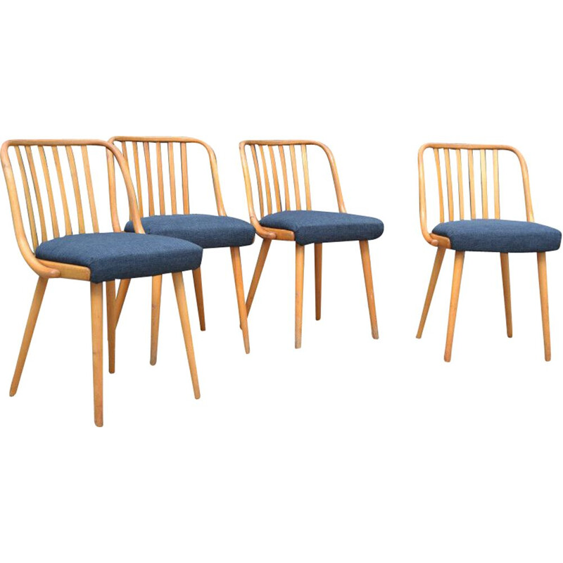 Ensemble de 4 chaises vintage par Antonin Suman pour Jitona
