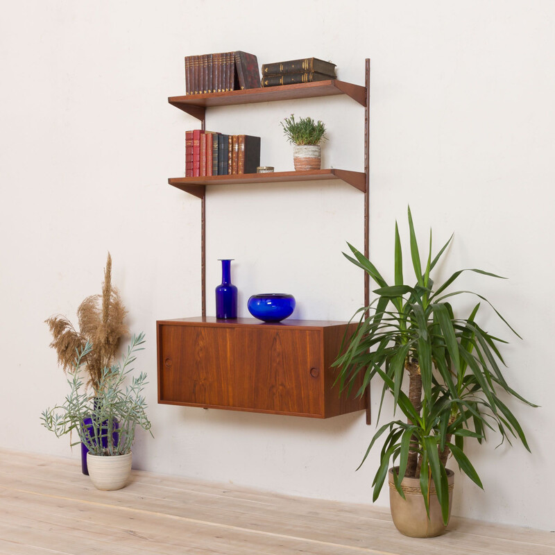 Vintage teak wall unit with cabinet by Kai Kristiansen for FM Mobler, 1960s