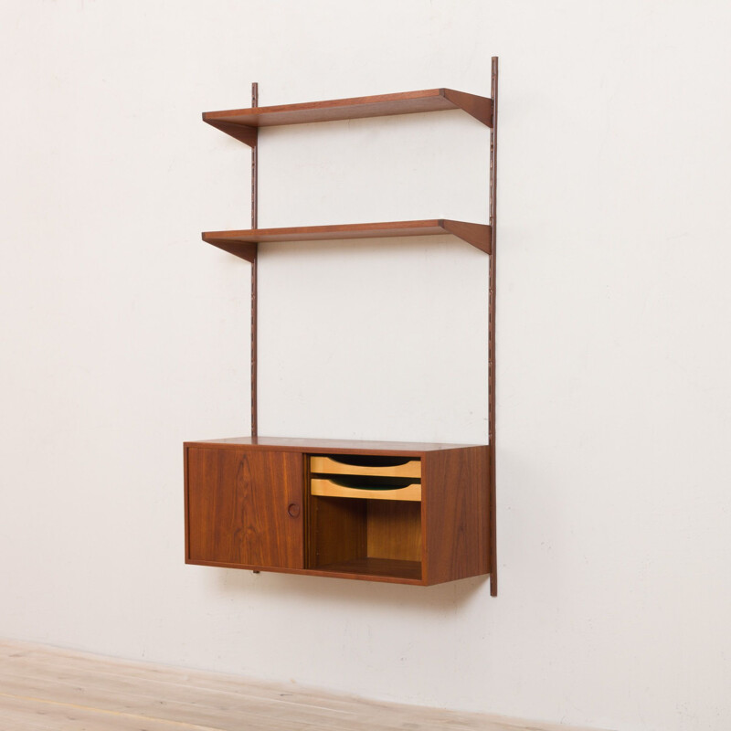 Vintage teak wall unit with cabinet by Kai Kristiansen for FM Mobler, 1960s