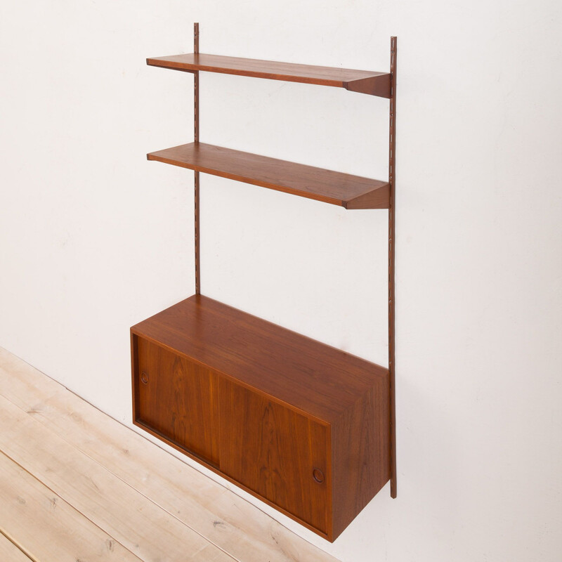 Vintage teak wall unit with cabinet by Kai Kristiansen for FM Mobler, 1960s