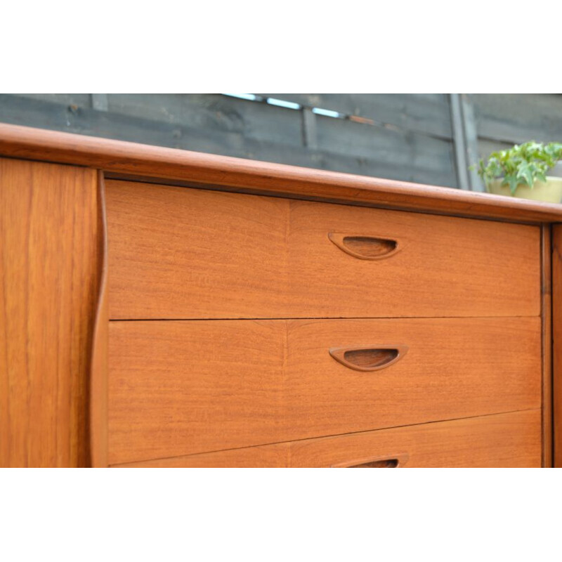 Vintage teak sideboard by Henry Walter Klein for Samcom, France 1964s