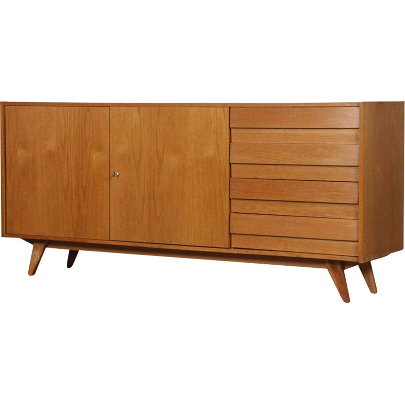 Vintage oak sideboard model U-460 by Jiri Jiroutek for Interier Praha, 1960s