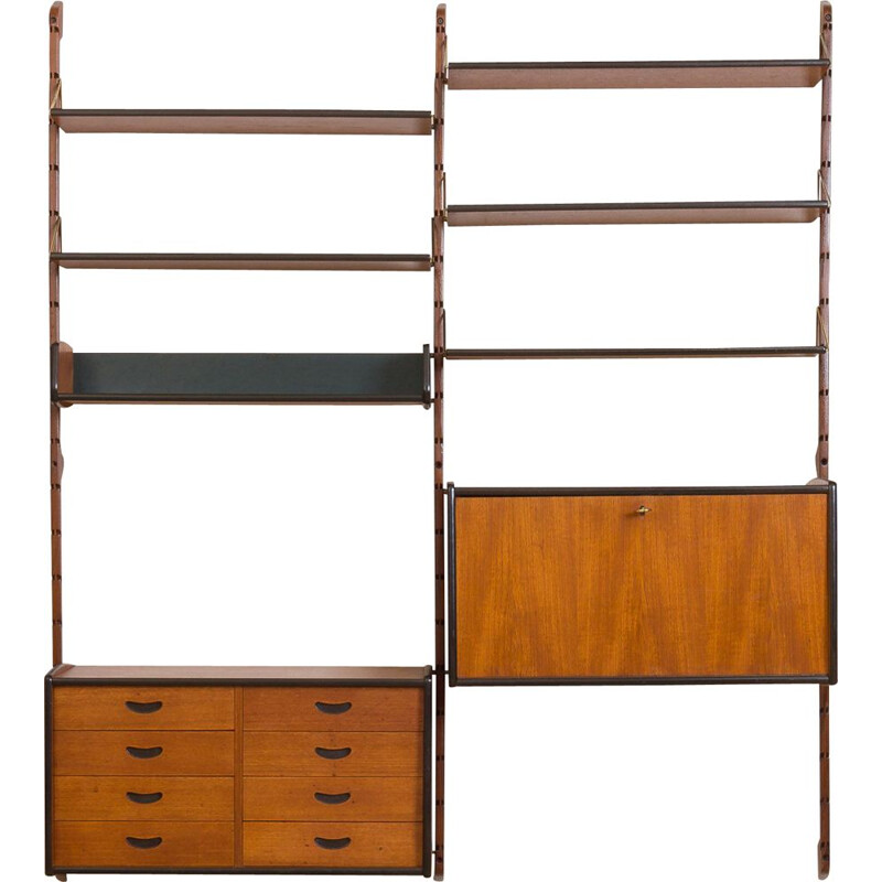 Vintage 2 bay modular Ergo wall unit by John Texmon for Blindheim Møbelfabrikk, Norway 1960s