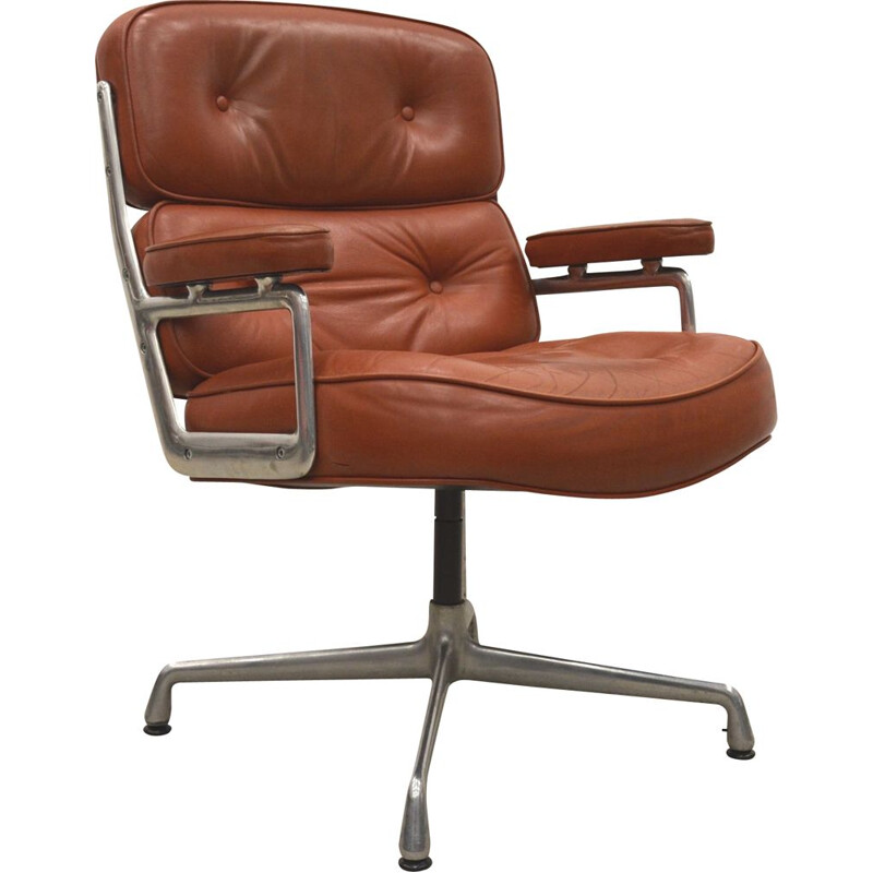 Vintage Cognac ES108 time life lobby chair by Charles Eames for Herman Miller, 1970s