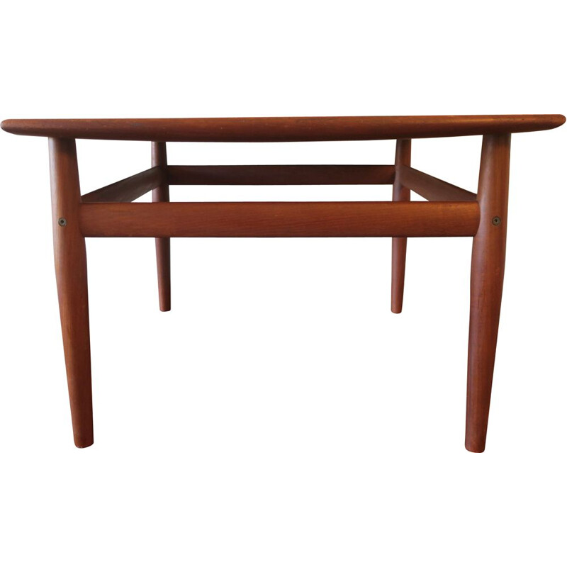 Vintage curved teak square coffee table by Grete Jalk for Glostrup, Denmark 1960s