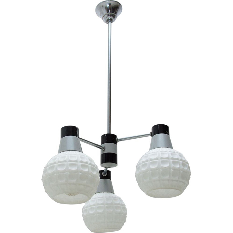 Vintage three-armed pendant lamp, Czechoslovakia 1960