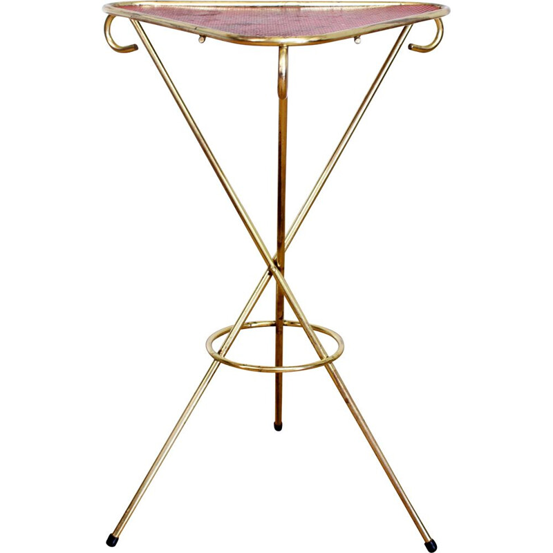 Vintage tripod pedestal table in brass by Matégot