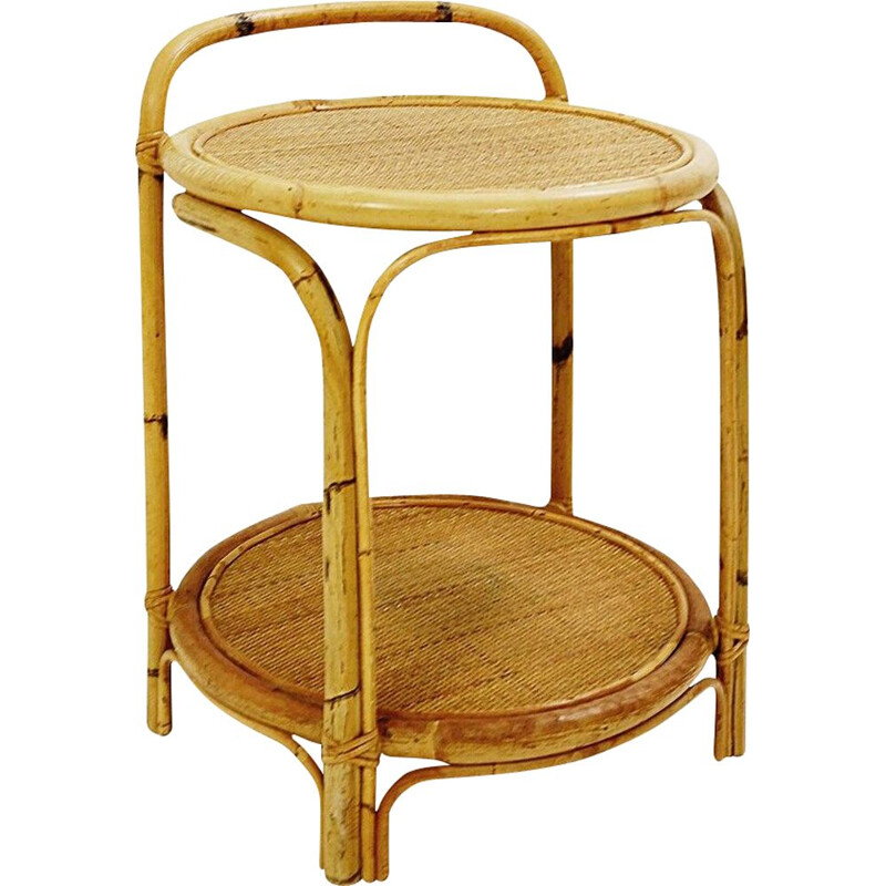 Mid century side Table bar in bamboo & cane, 1960s