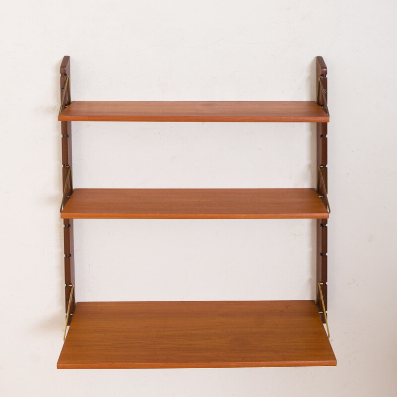 Vintage Ergo teak wall unit with 3 shelves by John Texmon for Blindheim Møbelfabrikk, Norway 1960s