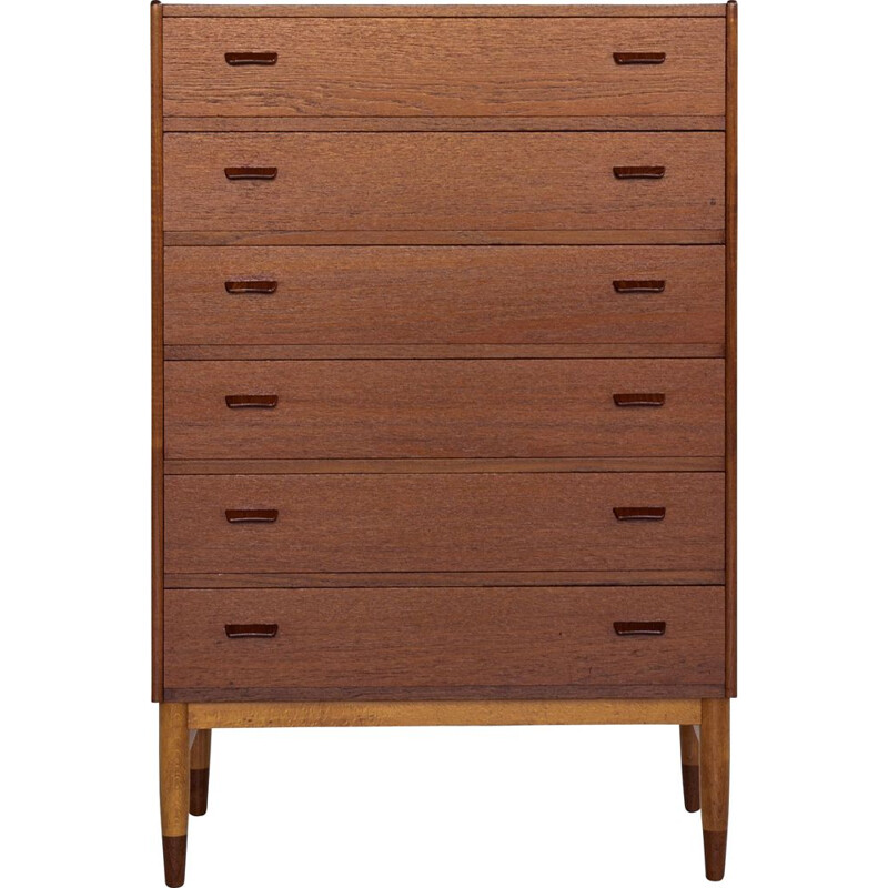 Vintage 6-drawer teak chest of drawers by Carl Aage Skov for Munch, Denmark 1960