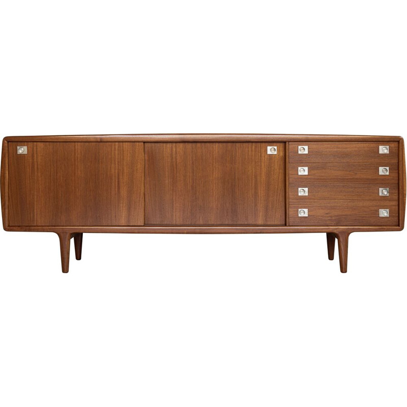 Mid century sideboard in teak with metal handles by HP Hansen, Denmark 1960s