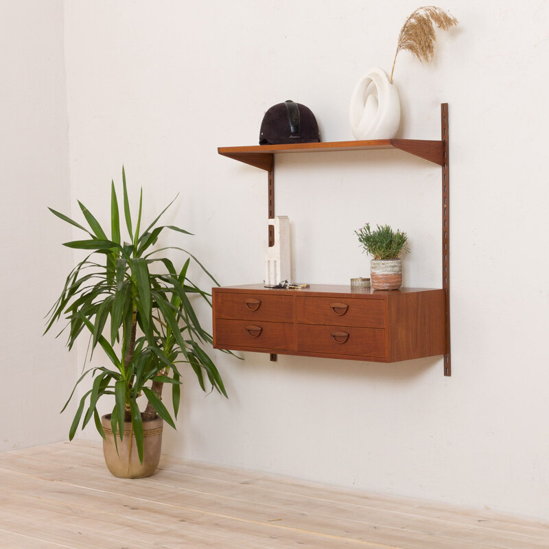 Vintage entry chest wall unit in teak shelving by Kai Kristiansen for FM Mobler, Denmark 1960s