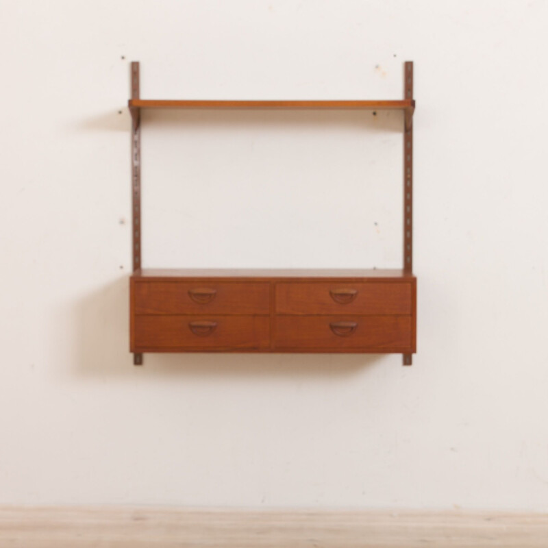 Vintage entry chest wall unit in teak shelving by Kai Kristiansen for FM Mobler, Denmark 1960s