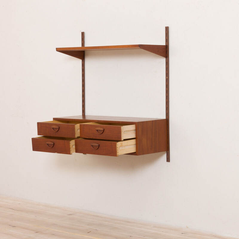 Vintage entry chest wall unit in teak shelving by Kai Kristiansen for FM Mobler, Denmark 1960s