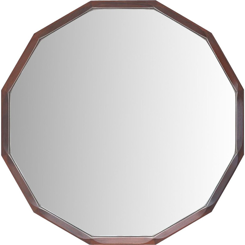 Vintage dodecagonal shaped wooden frame mirror by Tredici & Co, 1960s