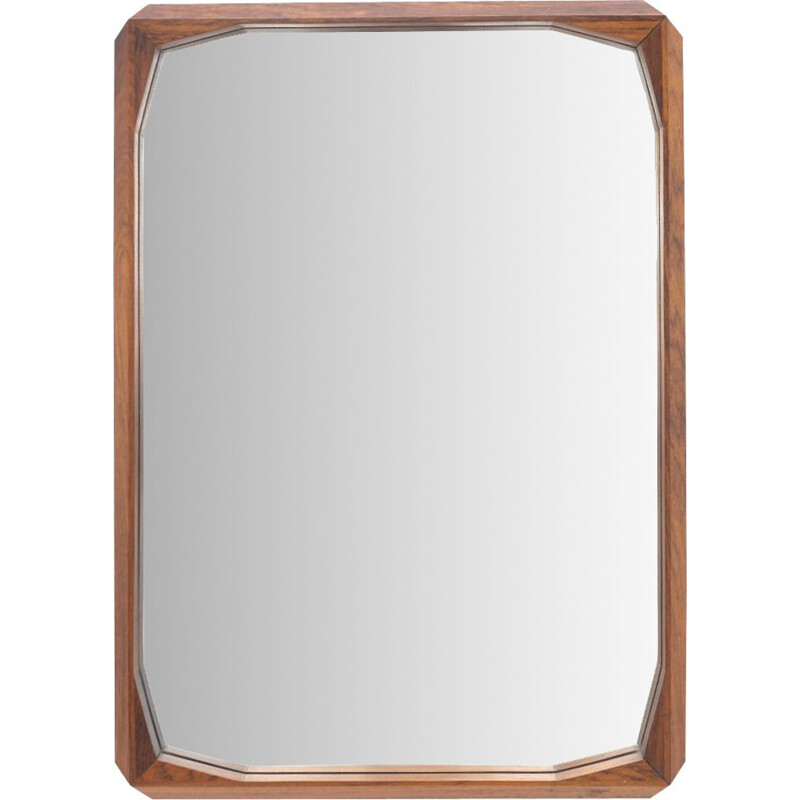 Miroir vintage cadre en bois de forme rectangulaire par Tredici et Co de Pavie, 1960