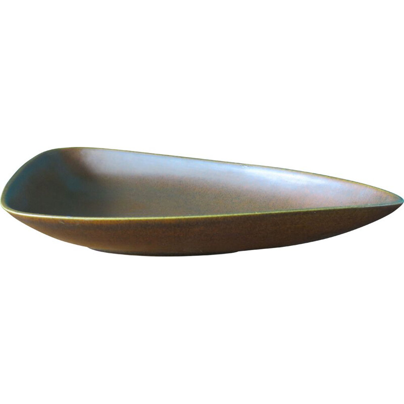 Vintage triangular ceramic dish by Gunnar Nylund, Sweden 1960