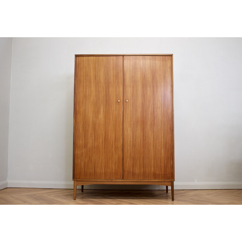 Vintage teak and walnut wardrobe by Golden Key, 1960s