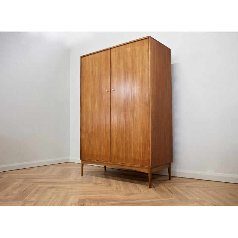 Vintage teak and walnut wardrobe by Golden Key, 1960s