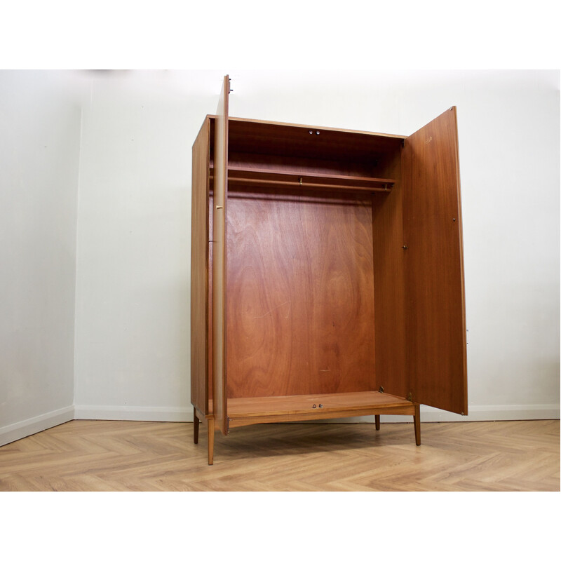 Vintage teak and walnut wardrobe by Golden Key, 1960s