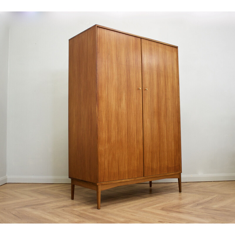 Vintage teak and walnut wardrobe by Golden Key, 1960s