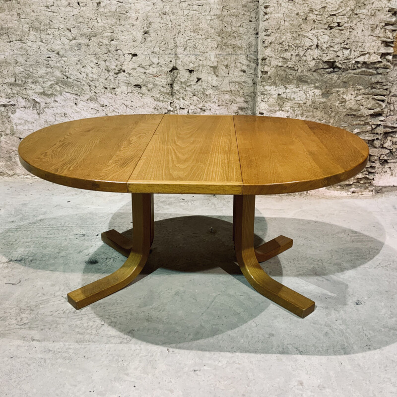Vintage solid oak table T40 by Pierre Chapo, 1970s
