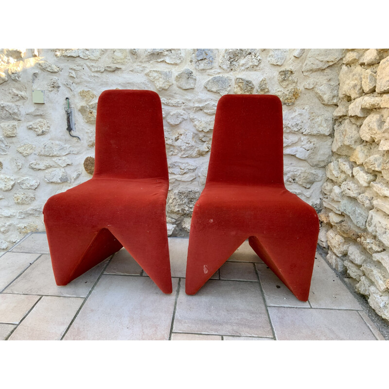 Paar rote Vintage-Sessel, 1960