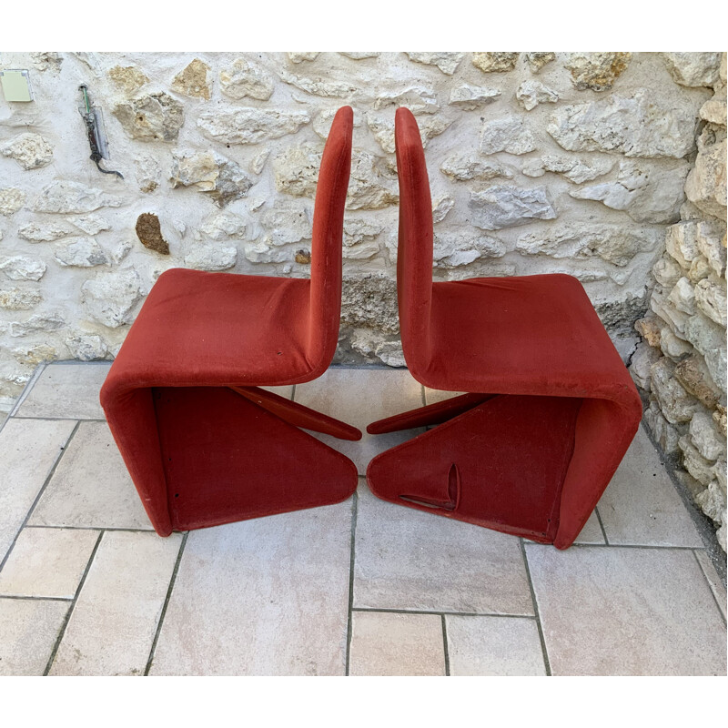 Paire de fauteuils vintage rouge, 1960