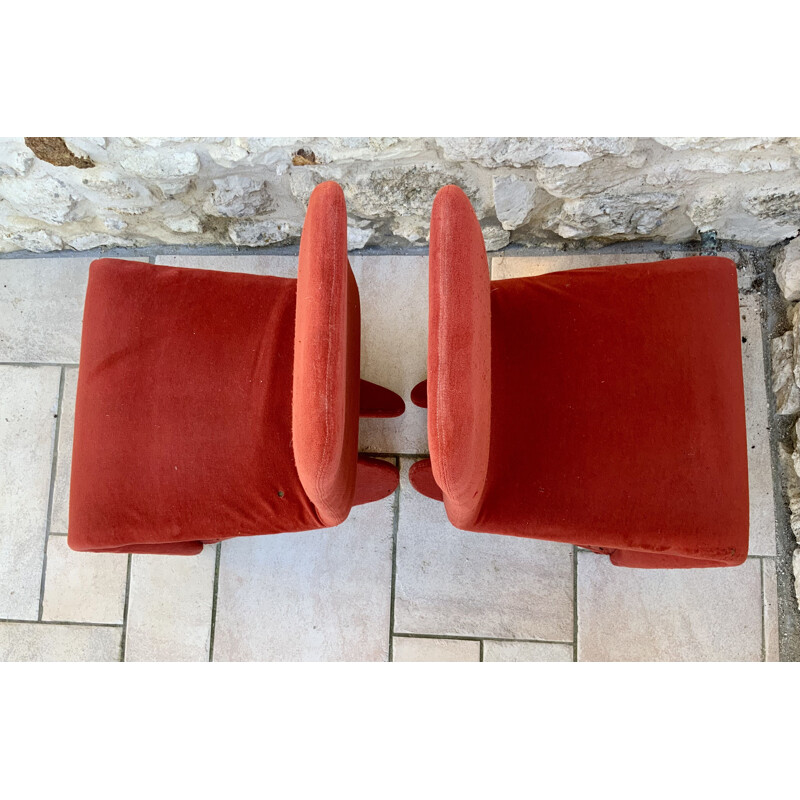 Pareja de sillones rojos de época, 1960