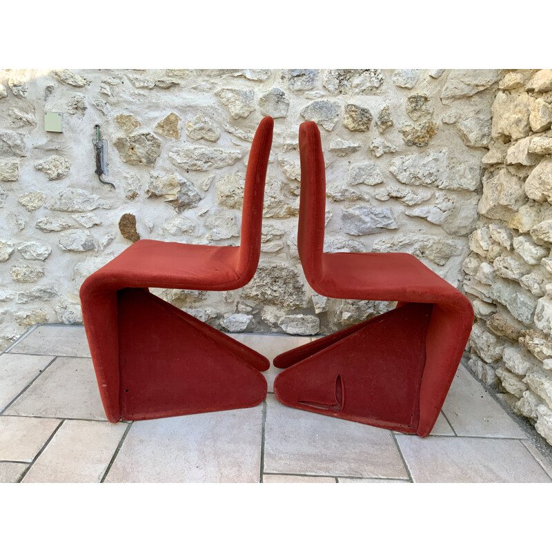 Pair of red vintage chairs, 1960s