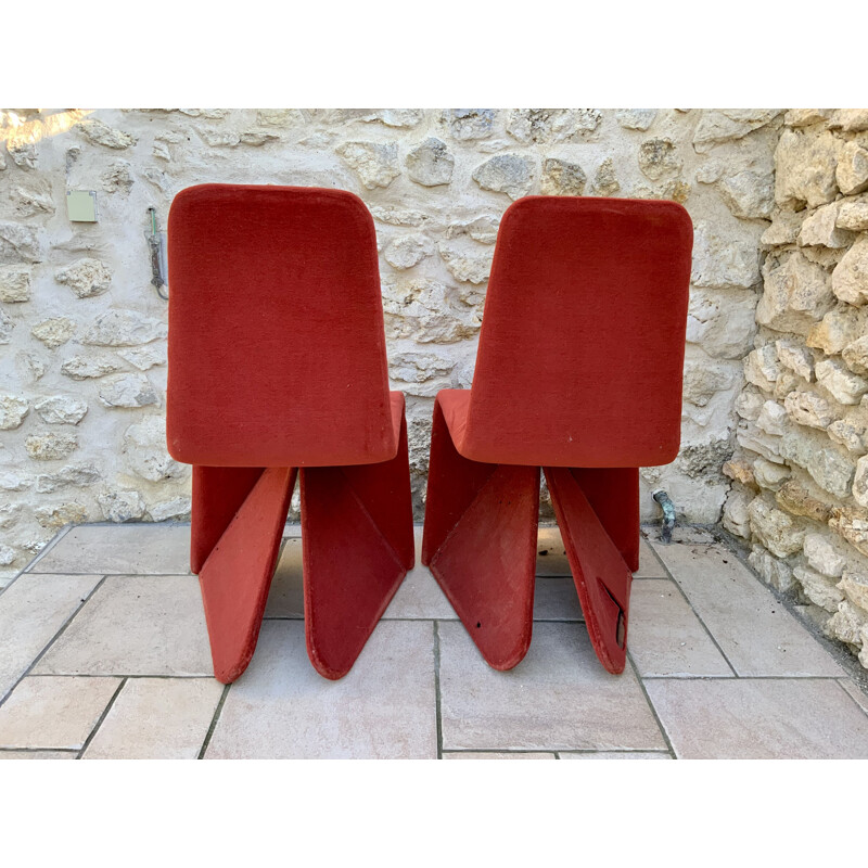 Paar vintage rode fauteuils, 1960