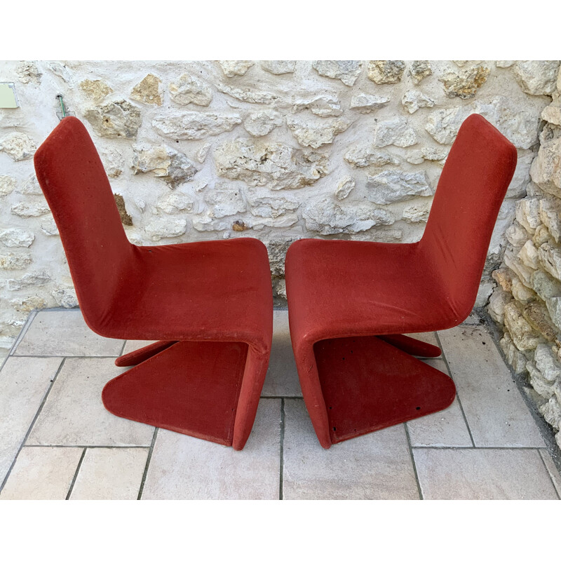 Paire de fauteuils vintage rouge, 1960