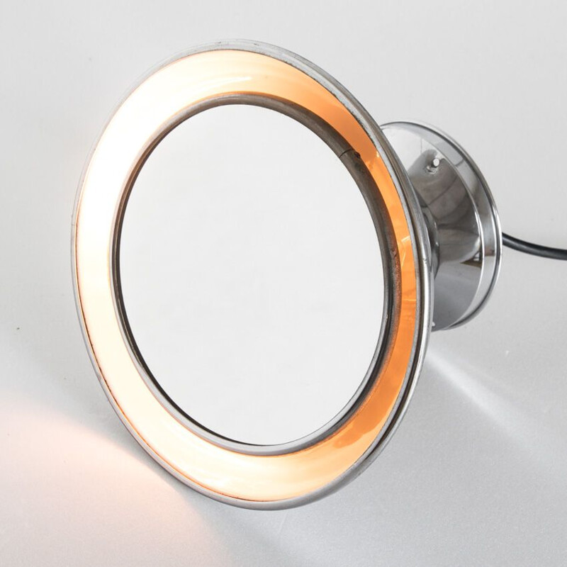 Vintage adjustable magnifying mirror with light, France 1940