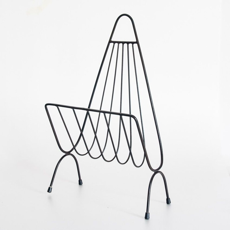 Vintage iron magazine rack, France 1950s