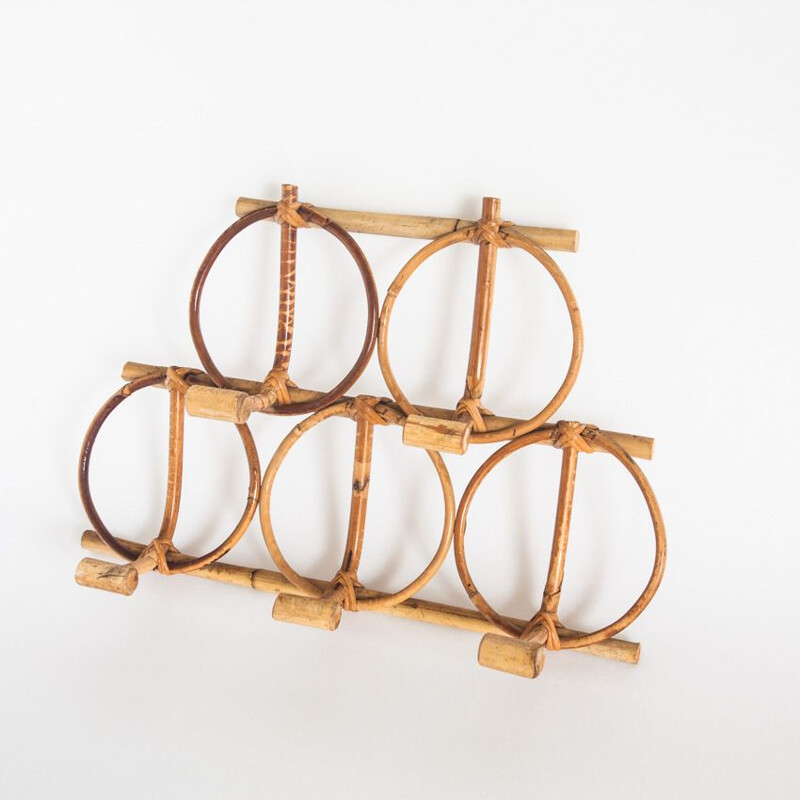 Vintage rattan coat rack, France 1970s