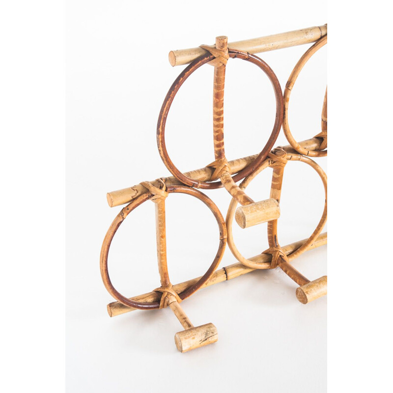 Vintage rattan coat rack, France 1970s