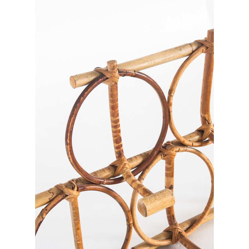 Vintage rattan coat rack, France 1970s