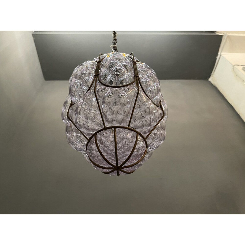 Lámpara de suspensión vintage de cristal de Murano, 1960