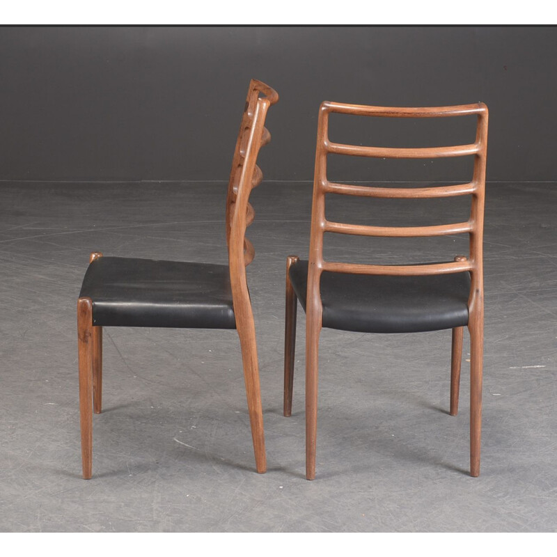 Ensemble de 6 chaises vintage en palissandre de Niels Otto Møller, Danemark 1960