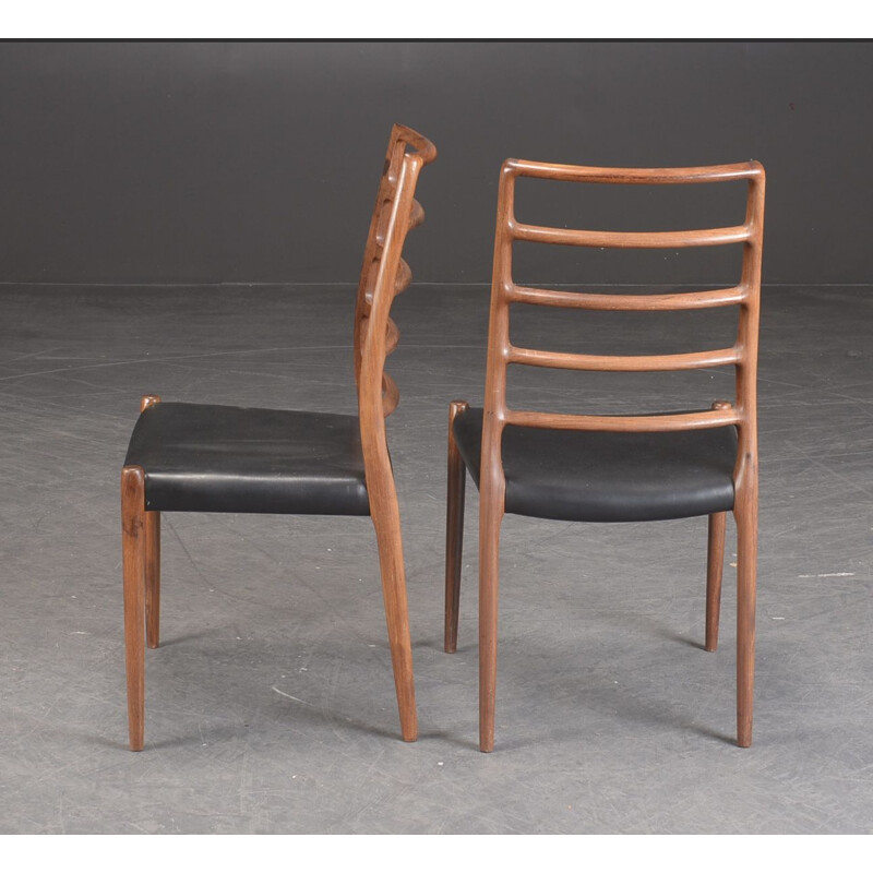 Set of 6 vintage rosewood chairs by Niels Otto Møller, Denmark 1960s