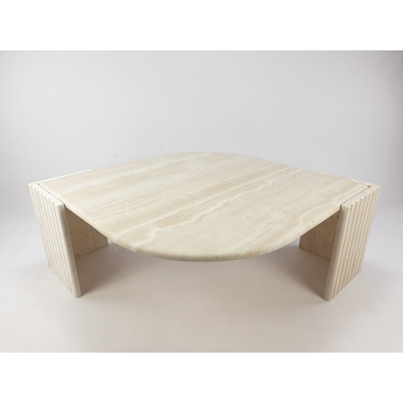 Vintage travertine coffee table by Roche Bobois, 1980s