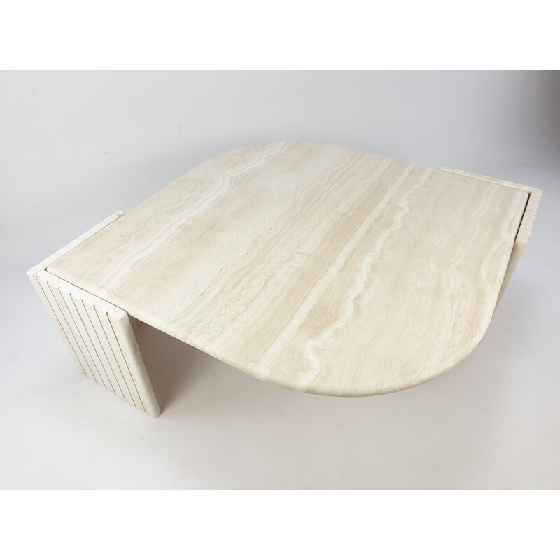 Vintage travertine coffee table by Roche Bobois, 1980s