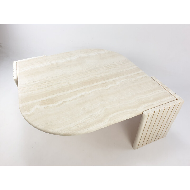 Vintage travertine coffee table by Roche Bobois, 1980s