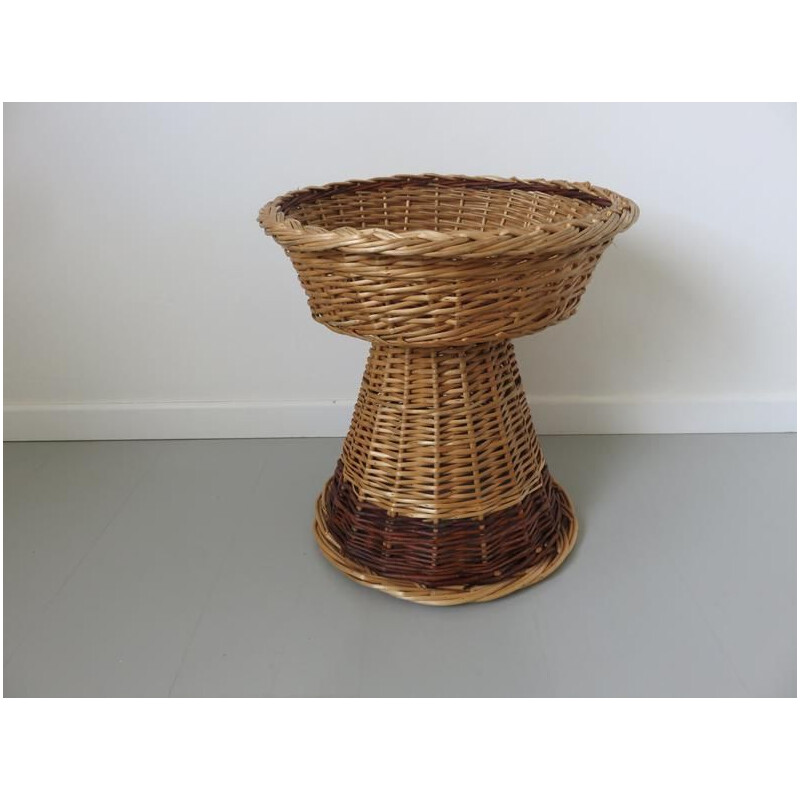 Vintage diabolo basket in rattan, 1970s