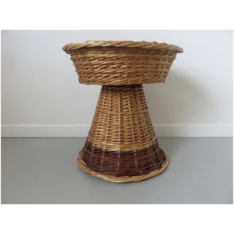 Cestino diabolo vintage in rattan, 1970