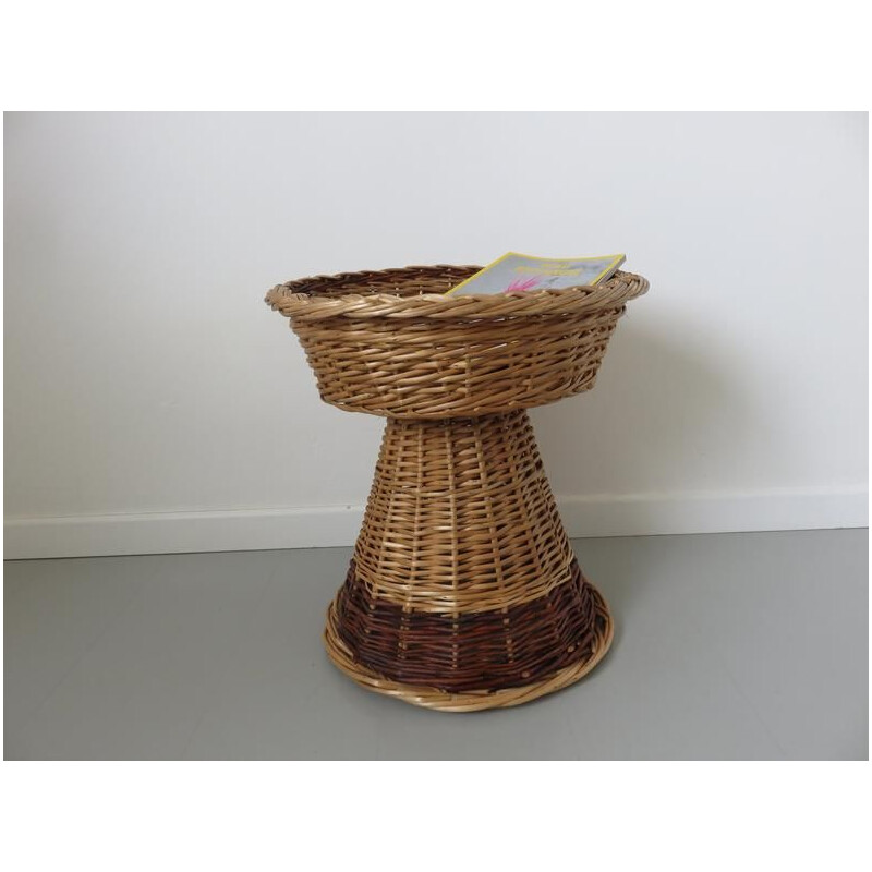 Vintage diabolo basket in rattan, 1970s