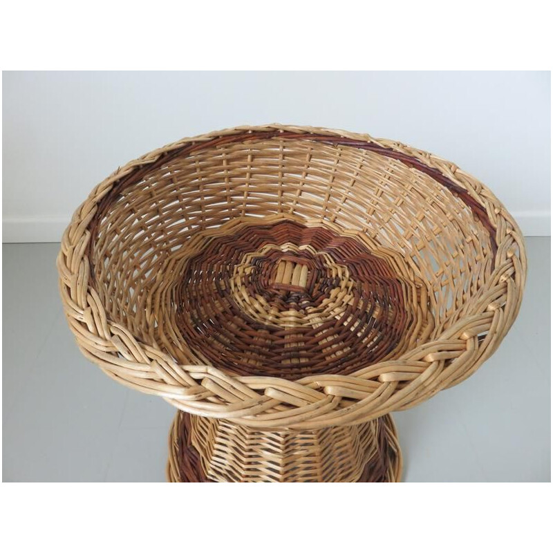 Vintage diabolo basket in rattan, 1970s