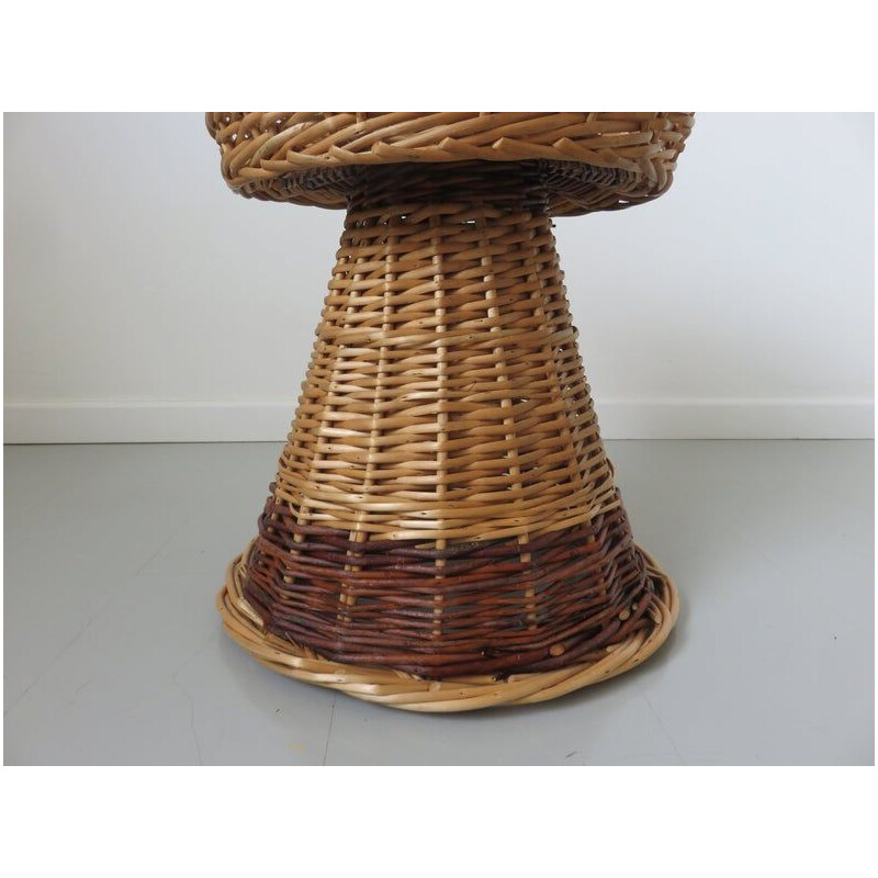 Vintage diabolo basket in rattan, 1970s