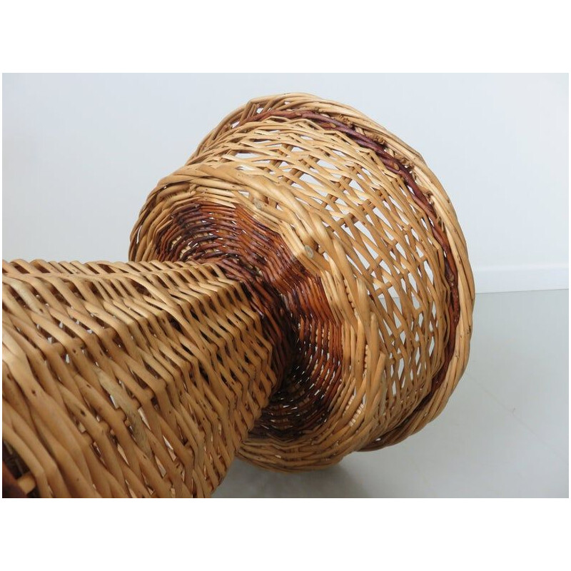 Vintage diabolo basket in rattan, 1970s