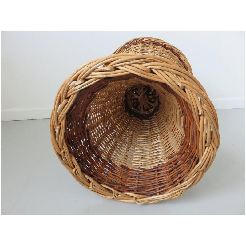 Vintage diabolo basket in rattan, 1970s